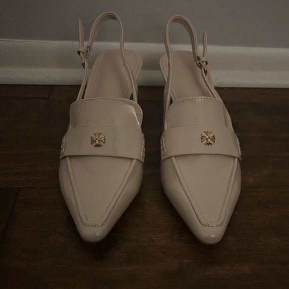 Elegant Cream Slingback Women's shoes with Kitten Heel - Picture 8 of 8